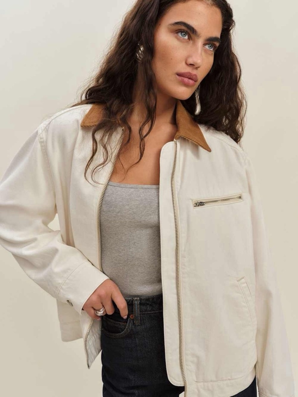 Reformation Harrison Utility Jacket Cream